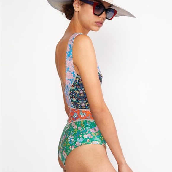 Cynthia Rowley Colorful Patchwork Swimsuit Size XL - Picture 2 of 8